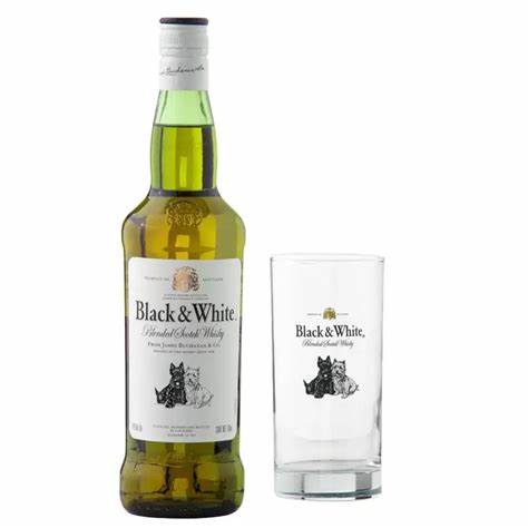 Whisky Black &amp; White + Vaso de Aluminio.