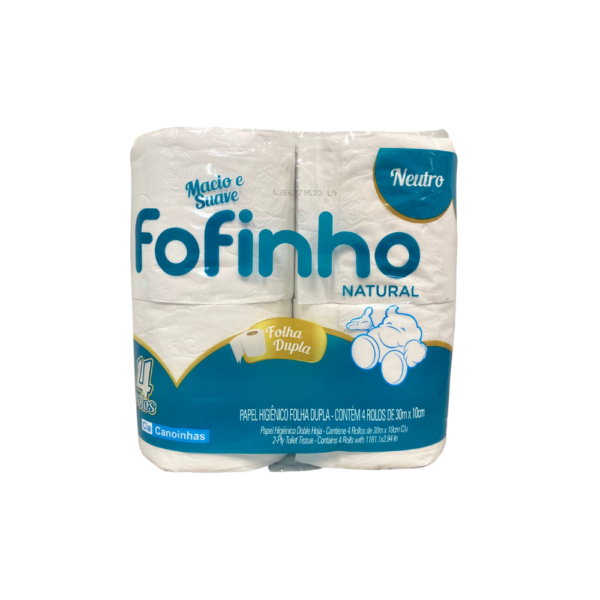 Papel Higiénico Doble Hoja de 30 Metros Fofinho 4 Unidades
