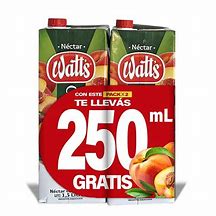 Jugo Watts Tetra de Durazno x 2 de 1.500 ml.