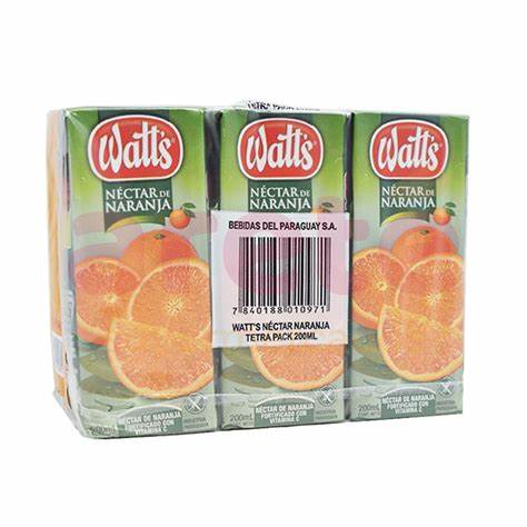 Jugo Watts Naranja Pague 5 lleve 6 de 200 ml.
